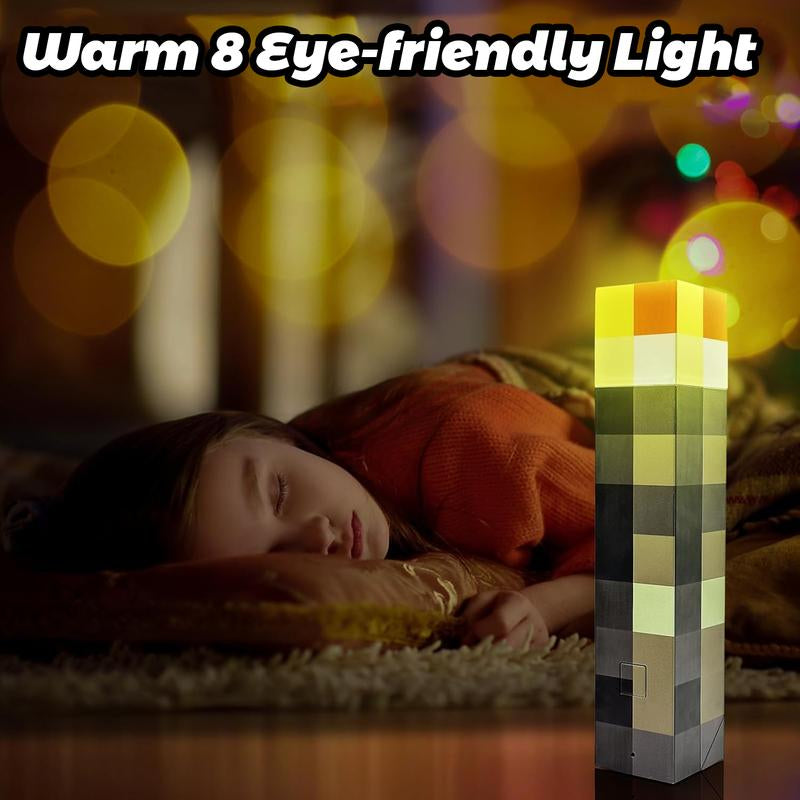 Upgraded Pixel Torch Night Light β USB Pluggable LED Wall Lamp | Handheld Flashlight for Kids Room, Holiday Party & Creative Home Decor