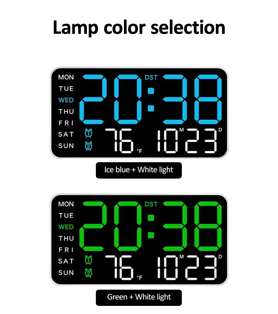 Extra Large Digital Wall Clock with LED Display with Date, Temperature, Timer for Living Room, Bedroom, Gift for Seniors