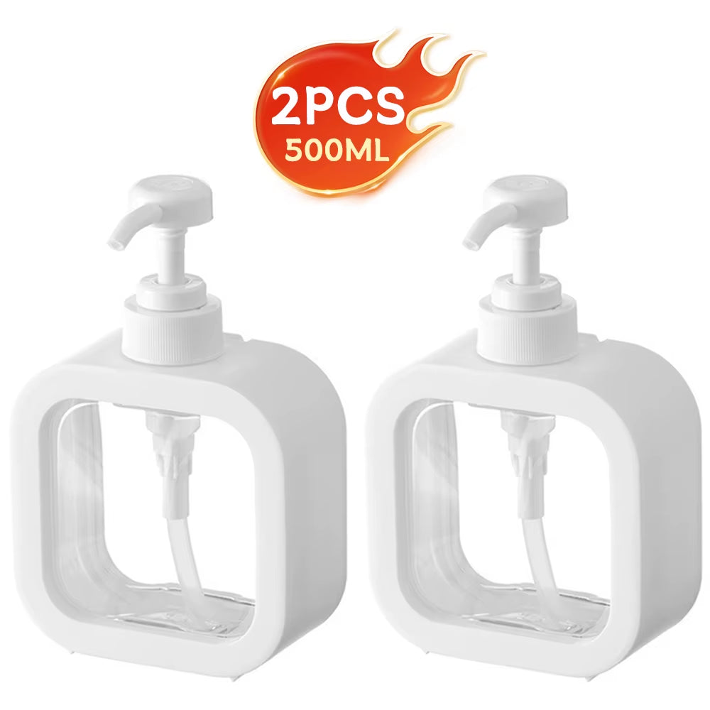 1/2 PCS Large-Capacity Soap Dispenser Bottle, Transparent Visible Plastic Press Bottle, Suitable for Travel, Kitchen, Bathroom