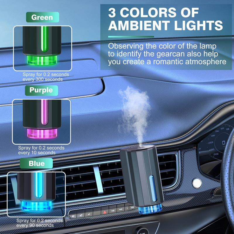 Smart Car Air Freshener with Three Adjustable Concentration Scent Levels, Portable Waterless Car Diffuser Air Freshener Car Aromatherapy Diffuser, 3*10ML Natural Perfume