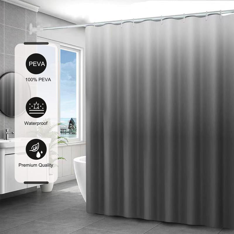 Gradient Gray Bathroom Curtain with 12Pcs Hooks, 1 Count Modern Simple Bathroom Curtain, Bathroom Accessories for Home Hotel Salon Dormitory Decor