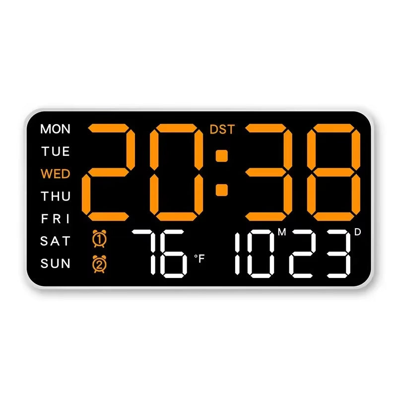 Extra Large Digital Wall Clock with LED Display with Date, Temperature, Timer for Living Room, Bedroom, Gift for Seniors