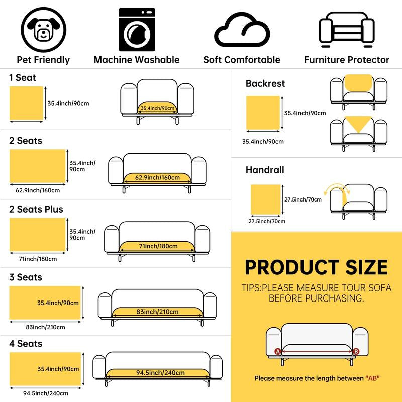 Pet-Friendly Chenille Sofa Cover, Suitable for Armchairs & Sofas, Easy to Clean, Home Decor, Living Room & Bedroom